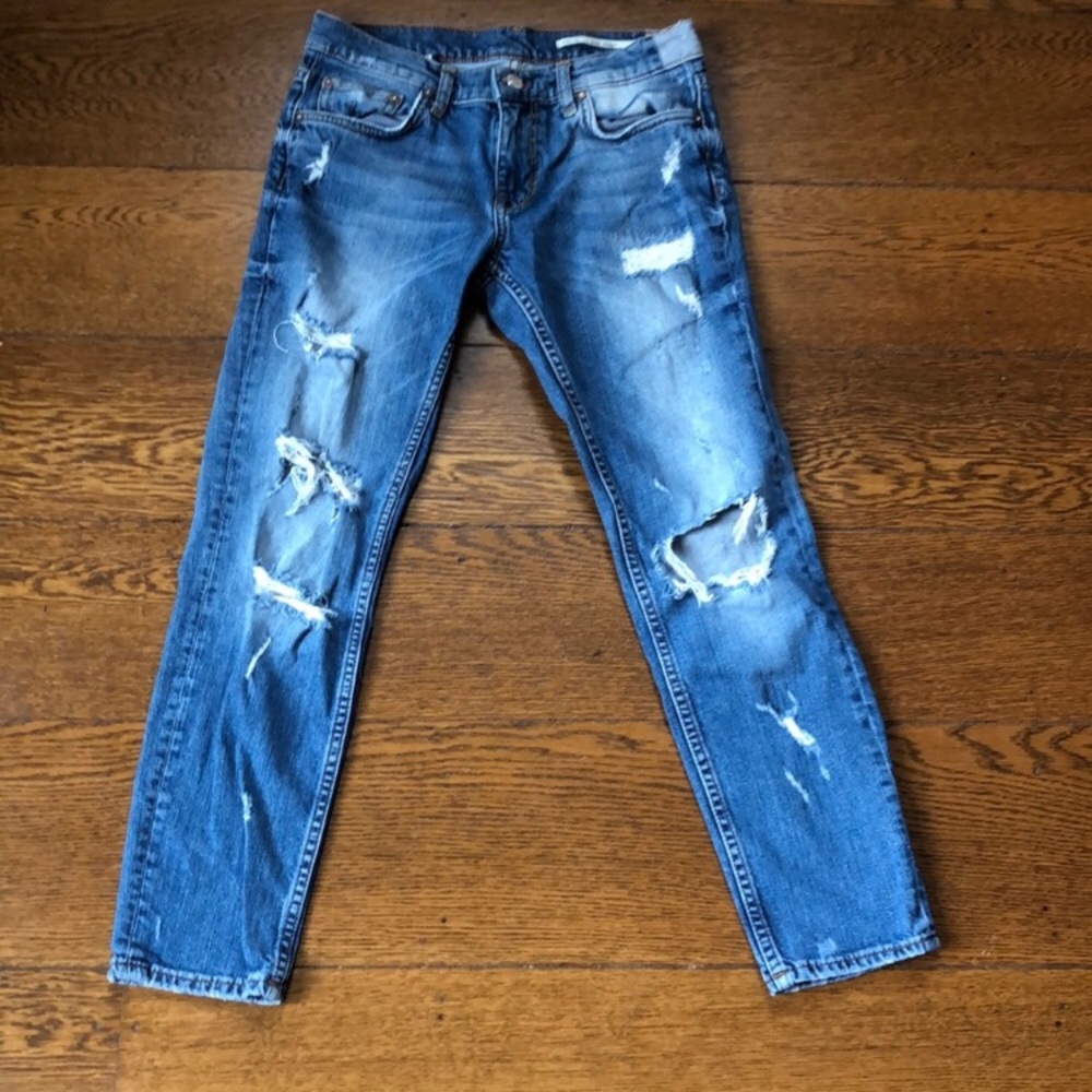 Zara relaxed fit distressed boyfriend jeans size 2